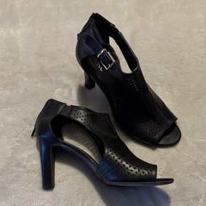Merona Black Open-Toe Perforated Heels